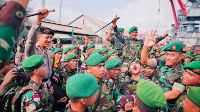 Kapolda Sumsel Hadiri Upacara Pemberangkatan Satgas Pamtas Pasukan Yonif 141/AYJP Oleh Panglima Kodam II/Sriwijaya