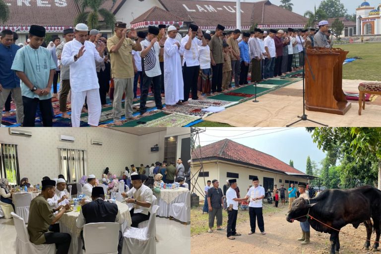 Polres Lampung Utara Gelar Sholat Idul Adha 1445.H  Dilanjutkan Penyembelihan Hewan Qurban