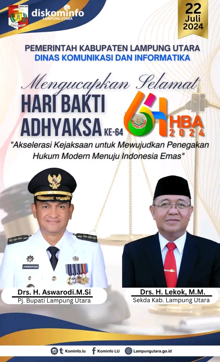 Pemkab Lampura Ucapkan Selamat Hari Bhakti Adhyaksa 2024