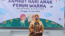 PJ.Bupati Lampung Utara Yang Diwakili Oleh Asisten III Bidang Administrasi Umum Dra. Dina Prawitarini.  M.M Membuka acara Menyambut  Hari Anak, Penuh Warna .