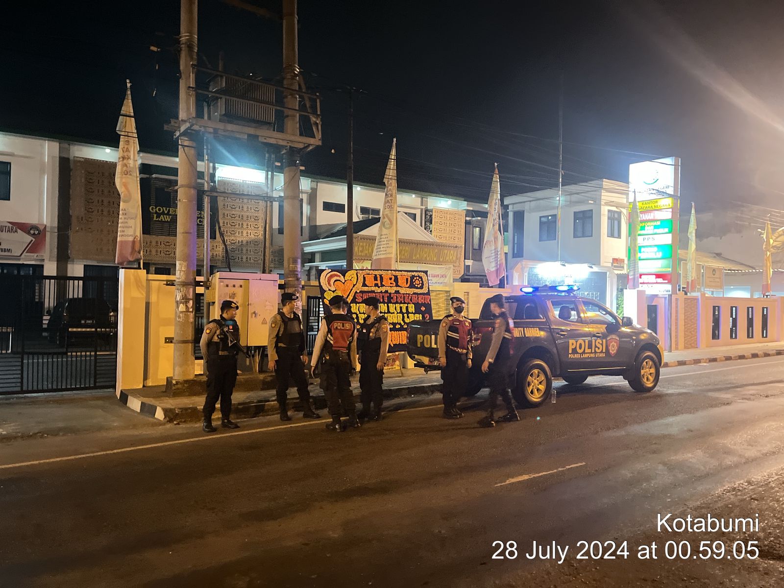 Cegah Gangguan Kamtibmas, Timtas Polres Lampung Utara Gencarkan Patroli Malam