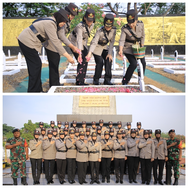 Memperingati HUT ke-76 Polwan RI, Polwan Polres Madiun Laksanakan Ziarah Rombongan di Taman Makam Pahlawan