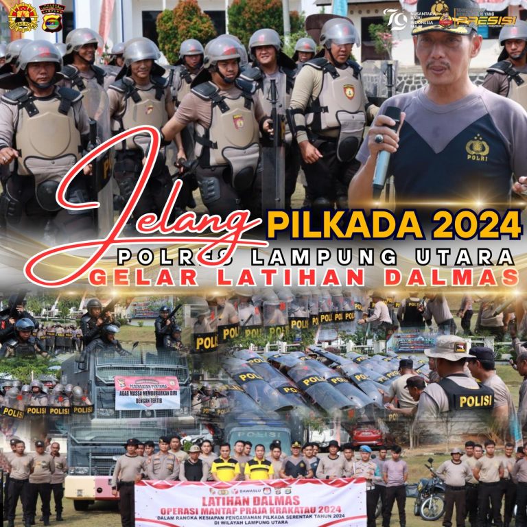 Jelang Pilkada  2024,  Polres Lampung Utara  Gelar. Latihan Dalmas