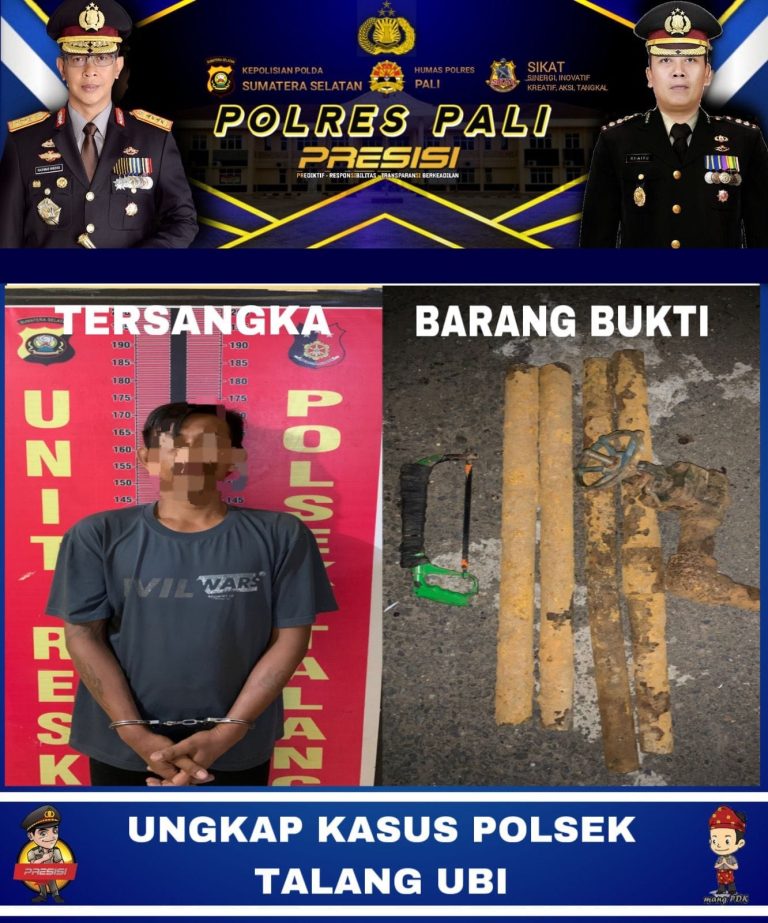 Polsek Talang Ubi Berhasil Amankan  Seorang Pria Berinisial ST (35) Yang diduga Terlibat Dalam Pencurian Pipa Milik PT Pertamina