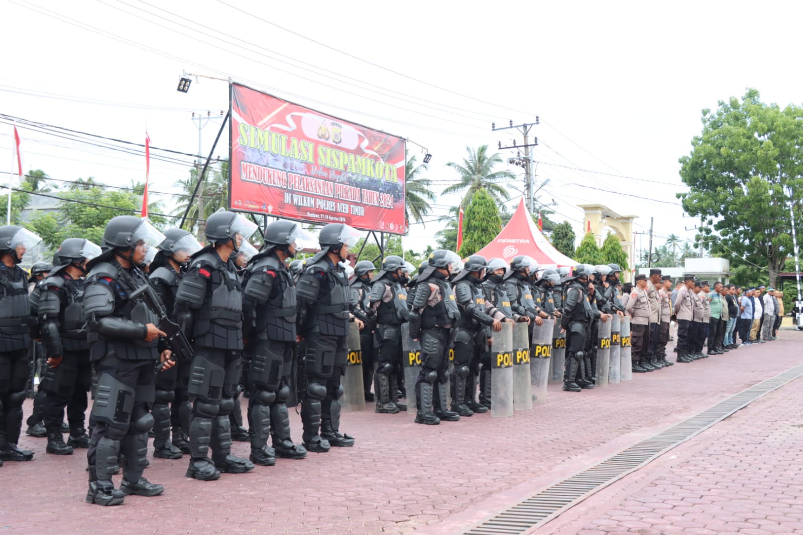 Polres Aceh Timur Antisipasi Pengamanan Pilkada Serentak, 300 Personel Gelar Latihan Sispamkota