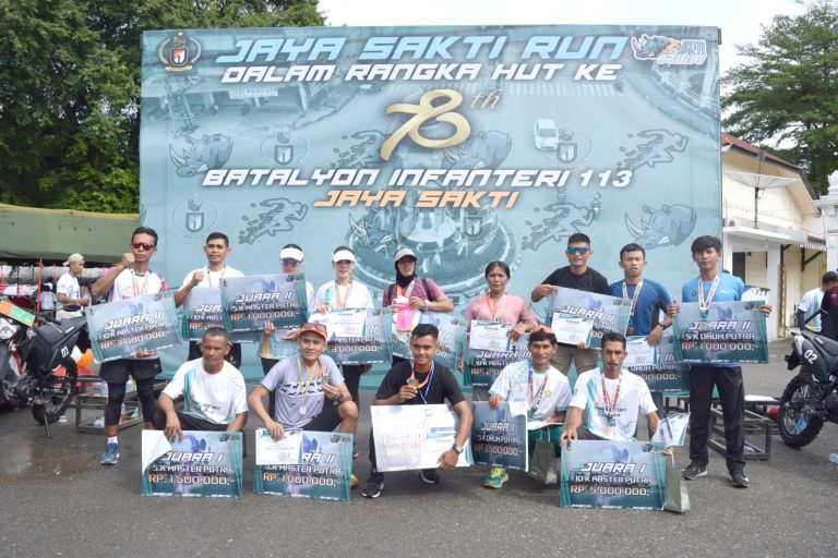 JAYA SAKTI RUN, Ribuan Orang Ikuti Lomba Lari Marathon Dalam Rangka Sambut HUT Ke – 78 Yonif 113/JS.