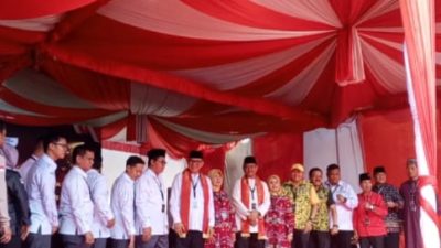 3 Ribuan Massa Saksikan Deklarasi Di Posko Kemenangan dan Hantarkan Paslon (Asri Ag-Irwan ST) Calon Bupati dan Calon Wakil Bupati PALI Ke Kantor KPU PALI