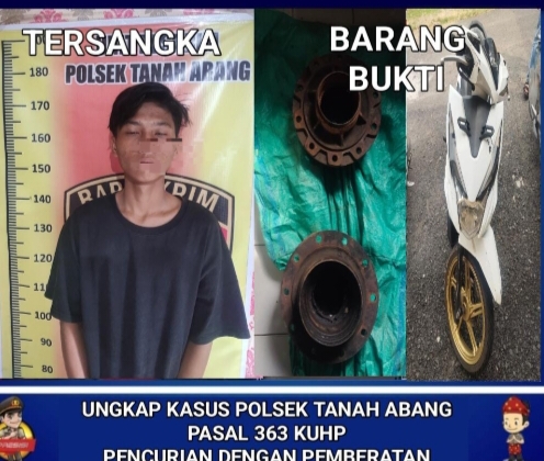 Polsek Tanah Abang Amankan Diduga Pelaku Pencuri Penyambung Roda Mobil (Wheel Hub) di Workshop PT MUM dibilangan Jalan Servo KM. 36 Desa Lunas Jaya