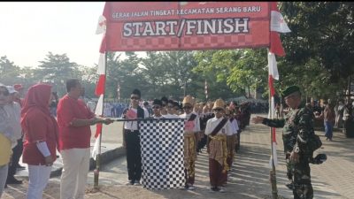 Pemerintah Kecamatan Serang Baru Menggelar Lomba Gerak Jalan Dalam Rangka Menyambut HUT RI ke 79 dan Hari Jadi Kabupaten Bekasi ke 74