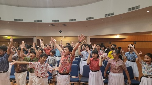 Potret kemeriahan acara pelatihan public speaking di SD Tarakanita 2. Sumber : dokumentasi pribadi. 