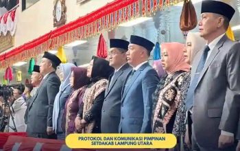 Pj, Bupat Lampung Utara,Drs. H. Aswarodi, M.Si.,Bersama Istri Menghadiri Rapat Paripurna Istimewa DPRD Provinsi Lampung.