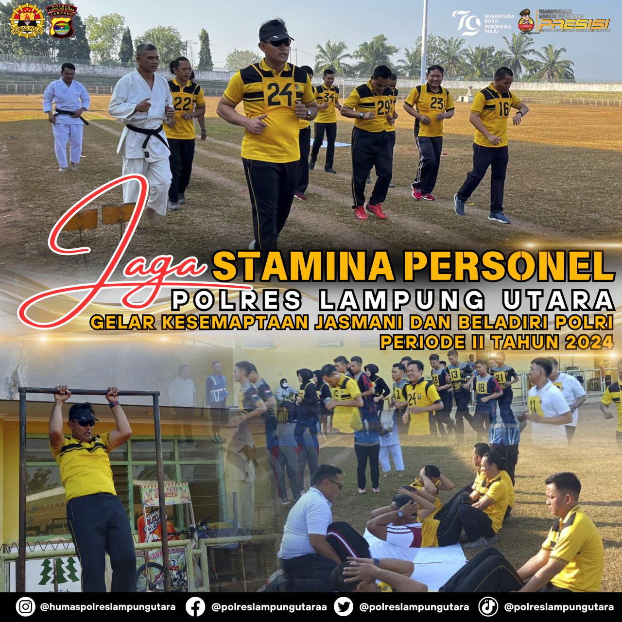 Jaga Stamina Personel, Polres Lampung Utara Gelar Kesjas dan Beladiri Polri Periode II Tahun 2024