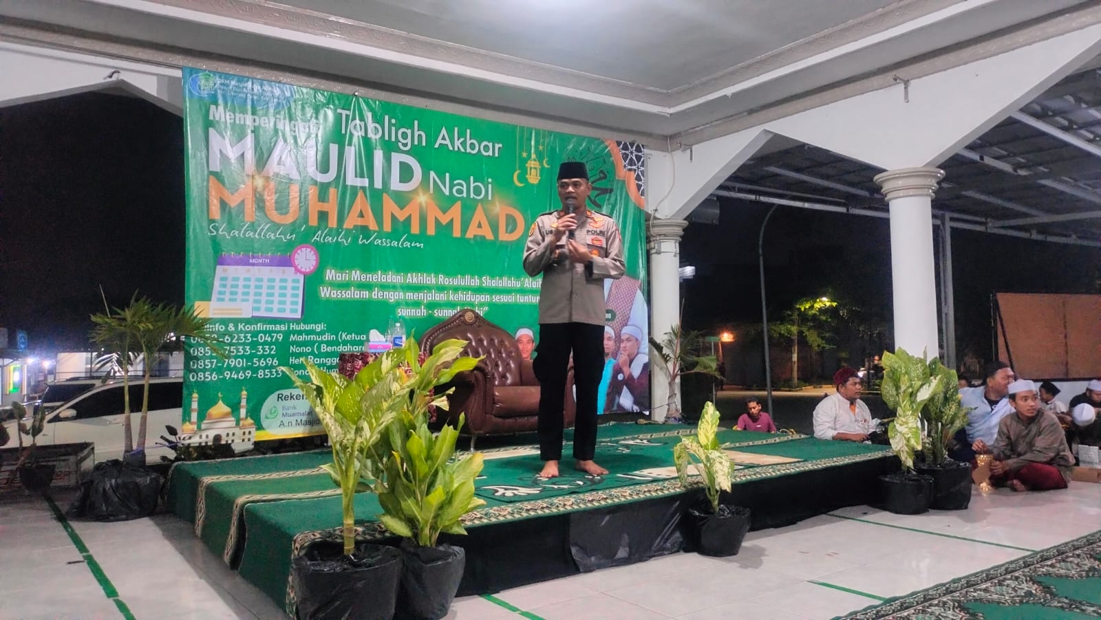 Kapolsek Cikarang Pusat Sampaikan Pesan Kamtibmas di Acara Maulid Nabi