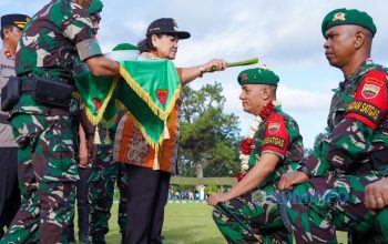 Bupati Karo, Cory Sebayang Sambut Personil Purna Tugas Batalyon Infanteri 125/Si'mbisa