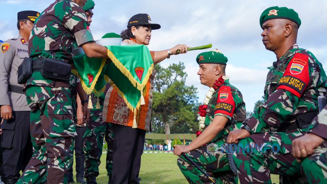 Bupati Karo, Cory Sebayang Sambut Personil Purna Tugas Batalyon Infanteri 125/Si'mbisa