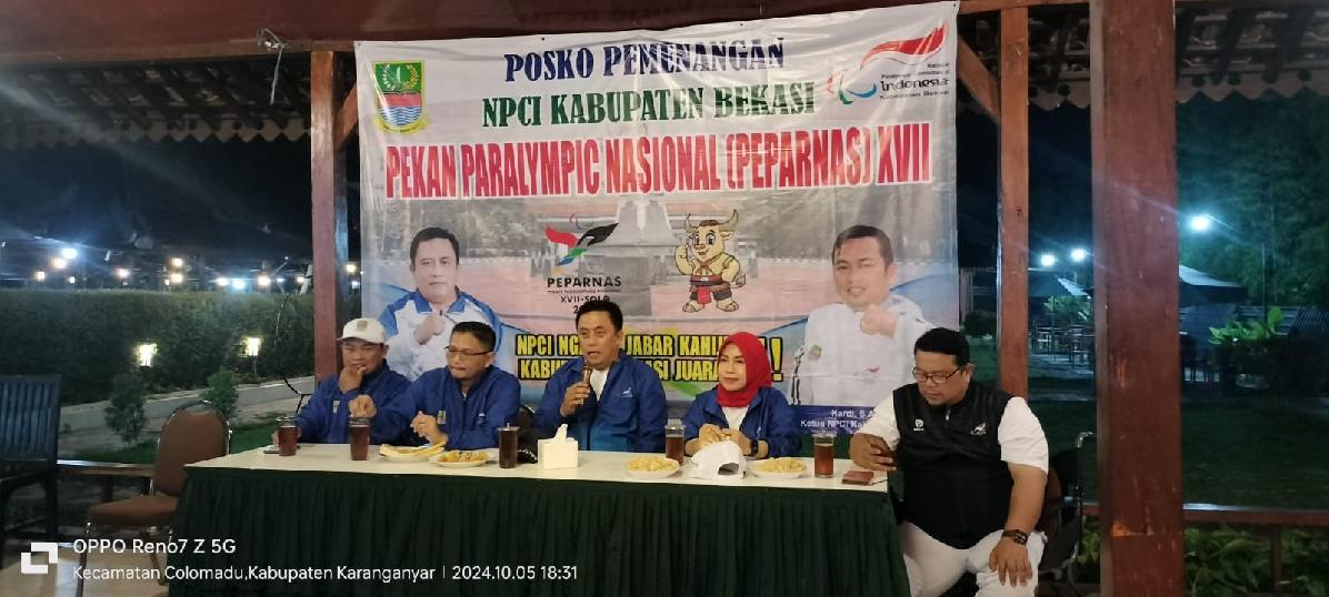 Pj. Bupati Bekasi Berikan Motivasi untuk Atlit NPCI di Peparnas Solo