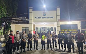 Polsek Setu, Polsek Cibarusah dan Polsek Serang Baru Patroli Gabungan Antisipasi Guantibmas di Kecamatan Serang Baru