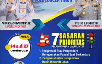 Mulai Tanggal 14 sampai dengan 27 Oktober, Satlantas Polres Aceh Timur Gelar Operasi Zebra Seulawah 2024, Ini Sasarannya