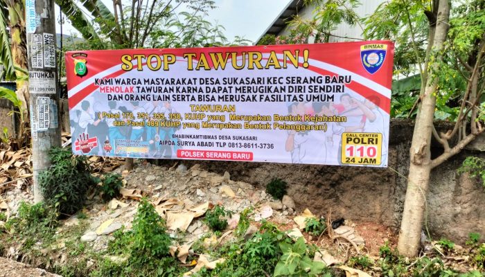 Polsek Serang Baru Berikan Pesan Tegas Lewat Spanduk Stop Tawuran