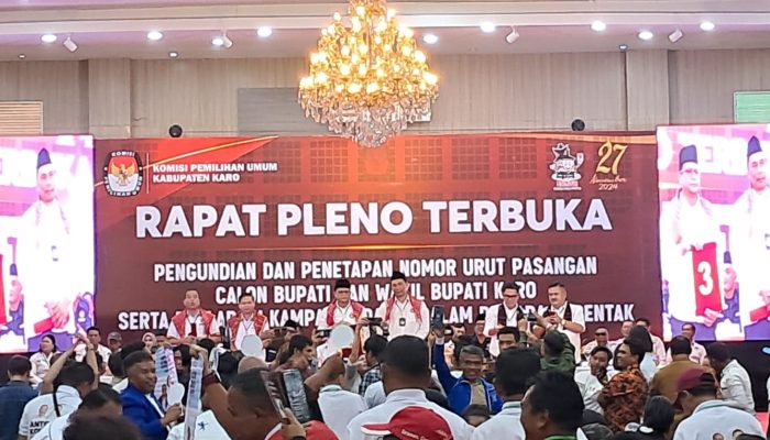 Pengundian Nomor Urut Pasangan Calon Bupati dan Wakil Bupati Karo pada Pilkada serentak 2024