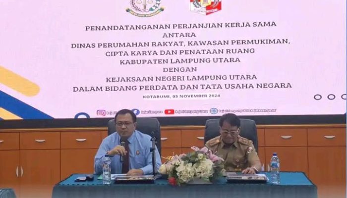 Penandatanganan Perjanjian Kerjasama Antara Kejaksaan Negeri Lampung Utara dengan Dinas Perkimcaptaru Kabupaten Lampung Utara