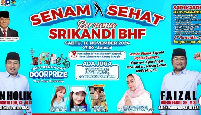 Ketua Srikandi BHF : Target 3000 Orang akan Hadir Senam Sehat Akbar Bersama BN Holik-Faizal Paslon 02 Bupati dan Wakil Bupati Bekasi