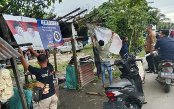 Memasuki Masa Tenang,Panitia Pemilihan Kecamatan (PPK) Talang Ubi Laksanakan Penertiban Alat Peraga Kampanye