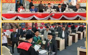 Pj,Bupati Lampung Utara di Wakili Oleh Sekda Hadiri Pengambilan Sumpah jabatan Wakil Ketua 1 DPRD