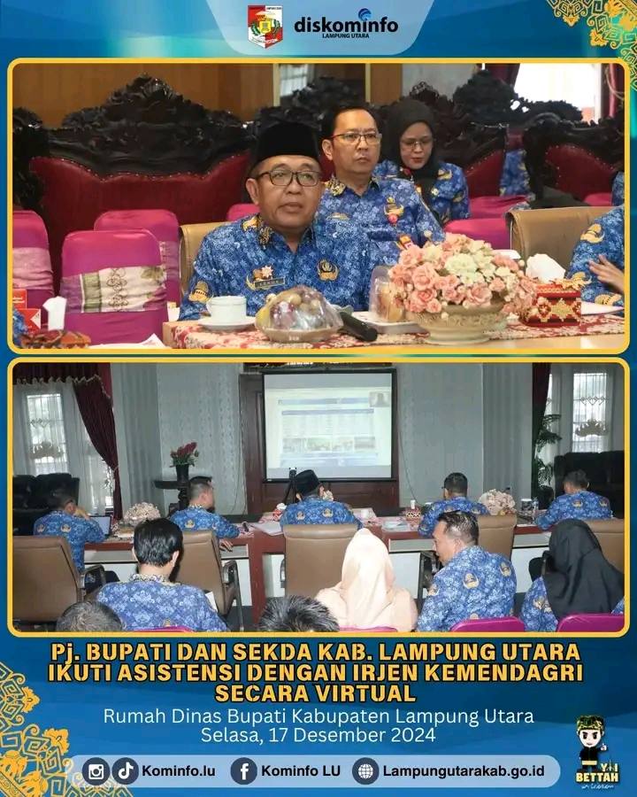 Pemkab Lampura Mengikuti Kegiatan Asistensi Secara Virtual Bersama Irjen Kemendagri