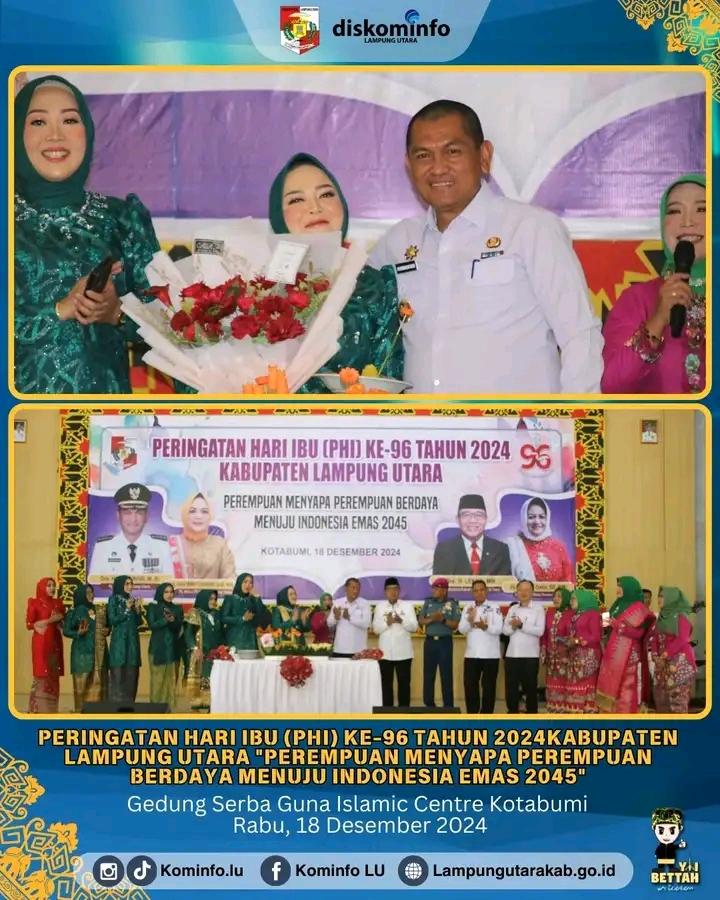 Pj, Bupati Lampung Utara Pimpin Peringatan Hari Ibu Ke - 96 Tahun 2024