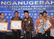 Pj,Bupati Lampung Utara  Drs.H. Aswarodi  M.Si  Raih Predikat  Zona  Hijau  Dalam  Kepatuhan Penyelenggaraan Pelayanan Publik  Tahun 2024