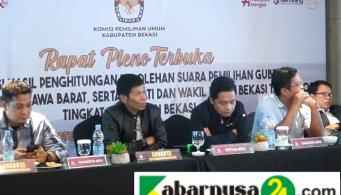 KPU Kabupaten Bekasi Umumkan Hasil Akhir Rekapitulasi, Paslon Cabup Nomer Urut 3 Ade Kuswara kunang – Dr. Asep Surya Atmaja Peroleh Suara Terbanyak