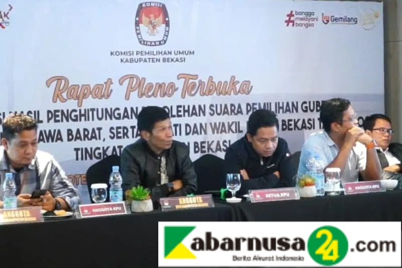 KPU Kabupaten Bekasi Umumkan Hasil Akhir Rekapitulasi, Paslon Cabup Nomer Urut 3 Ade Kuswara kunang - Dr. Asep Surya Atmaja Peroleh Suara Terbanyak