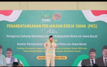 Saksikan Penandatanganan PKS antara Kantah dengan PCNU di Jabar, Menteri Nusron Dorong Sertipikasi Tanah Wakaf untuk Cegah Sengketa dan Konflik