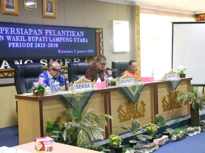 Pj, Bupati Lampung Utara Pimpin Rapat Persiapan Pelantikan Bupati dan Wakil Bupati Lampung Utara priode 2025 -2030