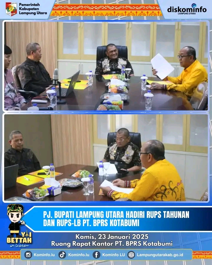 Pj, Bupati Lampung Utara Hadiri RUPS Tahunan dan RUPS-LB PT. BPRS Kotabumi