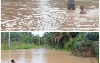 SUNGAI BUNGUR LAHAT MELUAP BANJIRI AKSES JALAN WARGA DESA BATU URIP LUMPUH TOTAL