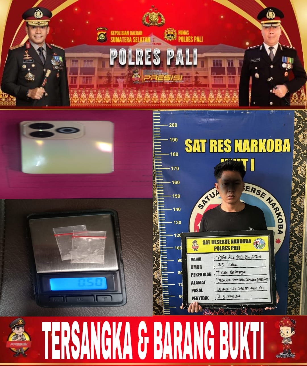 Kembali,Satres Narkoba Polres PALI Berhasil Ringkus Pengedar Narkoba