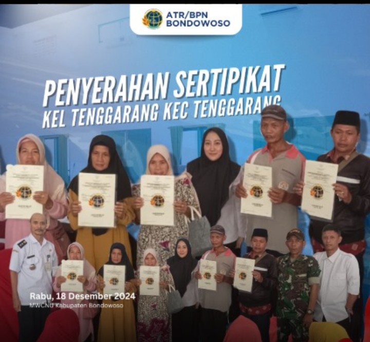 Penyerahan Sertifikat PTSL 2024 di Kelurahan Tenggarang Kecamatan Tenggarang