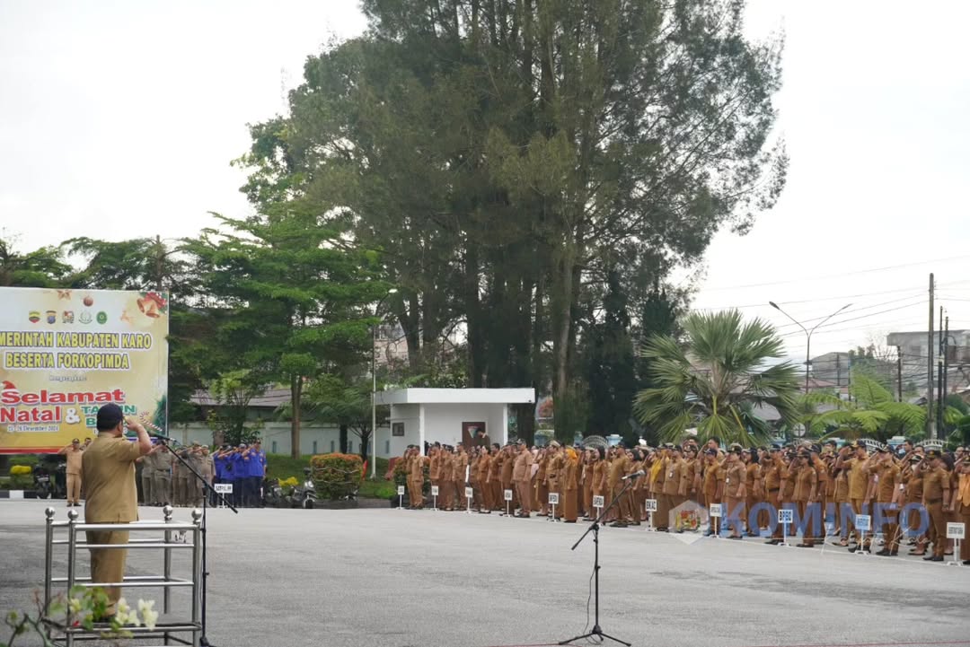 Jelang memasuki masa Purna Bakti, Sekretaris Daerah Kabupaten Karo Pimpin Apel Pagi di Kantor Bupati Karo