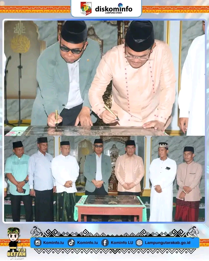 Pj, Bupati Lampung Utara Hadiri Peresmian dan Tasyakuran Masjid Nur Al- Fath