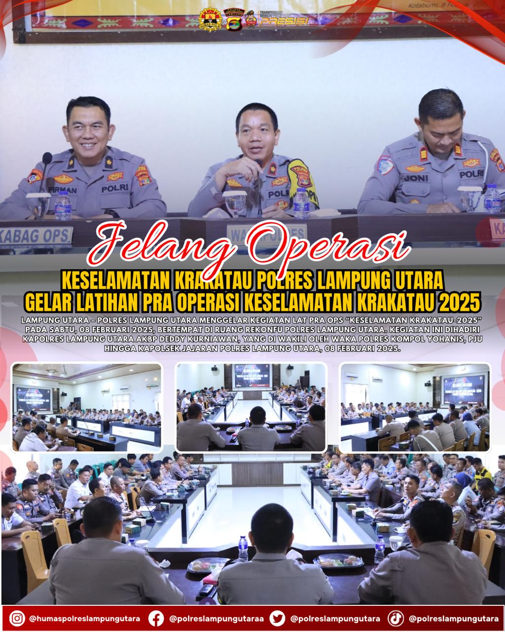 Jelang Operasi Keselamatan Krakatau Polres Lampung Utara Gelar Latihan Pra Operasi Keselamatan Krakatau 2025