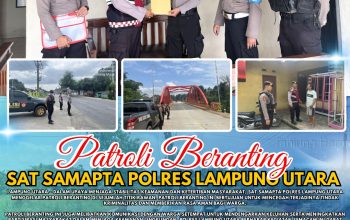 Berikan Rasa Aman Kondusif Kepada Masyarakat, Polres Lampung Utara Gelar Patroli beranting