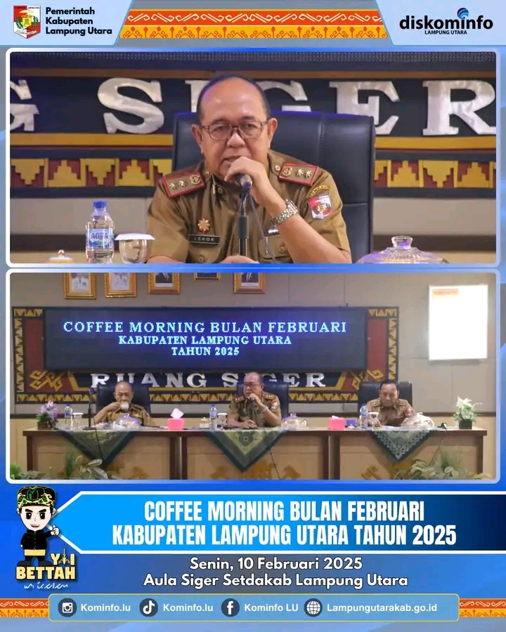 Pemkab Lampura Gelar Coffee Morning Sebagai Ajang Koordinasi rutin antar jajaran pemerintahan