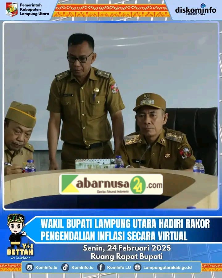 Wakil Bupati Lampung Utara,Romli, S.kom,. S.H., M.M., Menghadiri Rapat Rapat Kordinasi (Rakor) Pengendalian Inflasi Secara Virtual