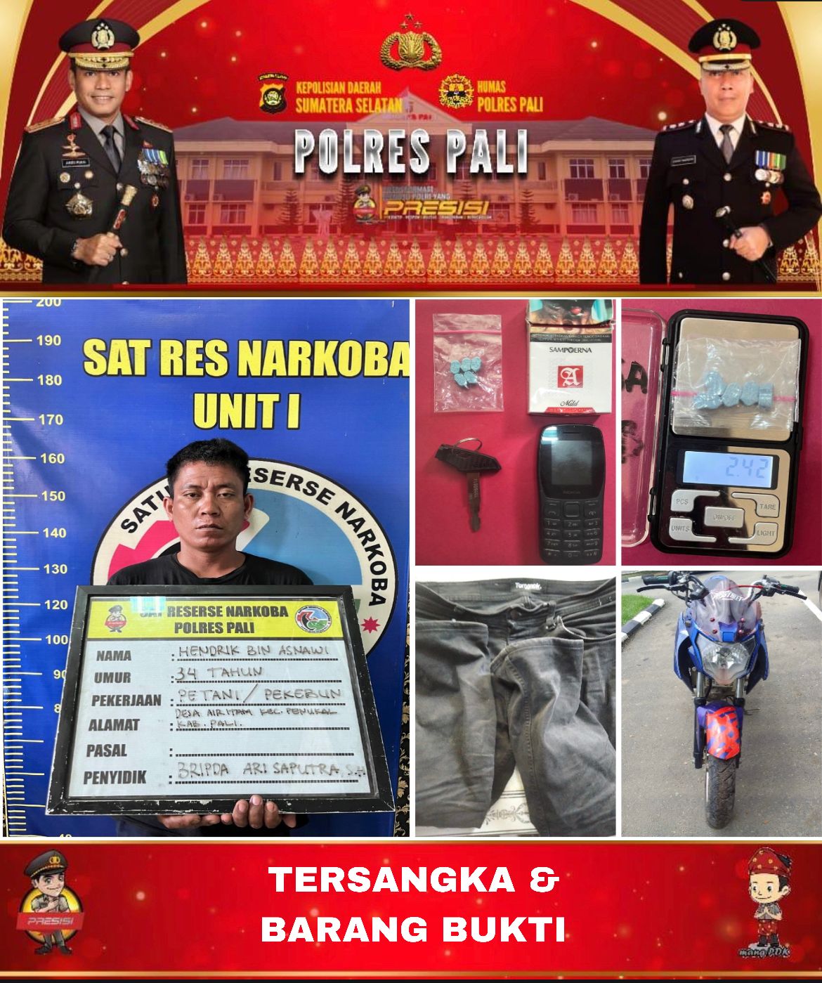 Satuan Reserse Narkoba (Satresnarkoba) Polres PALI Berhasil Mengamankan Seorang Pria Yang Diduga Pengguna Narkoba