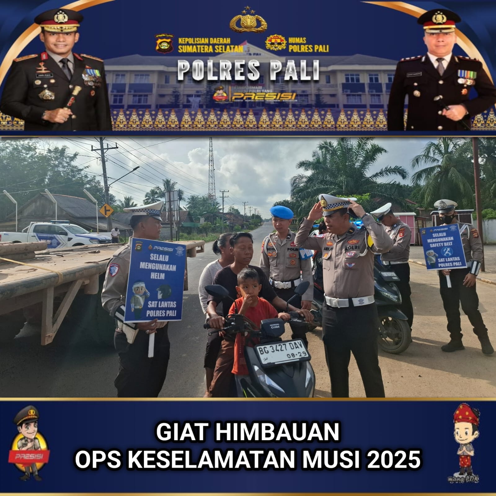 SATLANTAS POLRES PALI GELAR OPERASI KESELAMATAN MUSI 2025 DI SIMPANG TAIS, TINGKATKAN KESADARAN BERLALU LINTAS