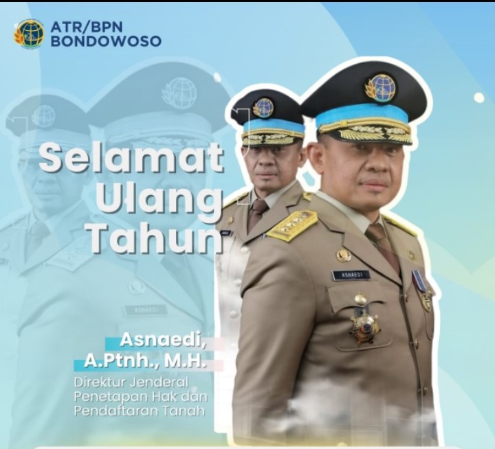 Segenap keluarga besar Kementerian ATR/BPN mengucapkan Selamat Ulang Tahun Kepada Bapak Asnaedi selaku Direktur Jenderal Penetapan Hak dan Pendaftaran Tanah Kementerian ATR/BPN.