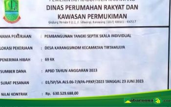 Papan Nama Proyek Pembangunan Tanki Septitank@Kabarnusa24.com