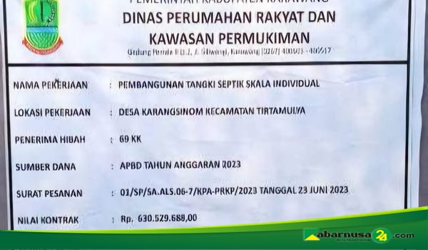 Papan Nama Proyek Pembangunan Tanki Septitank@Kabarnusa24.com